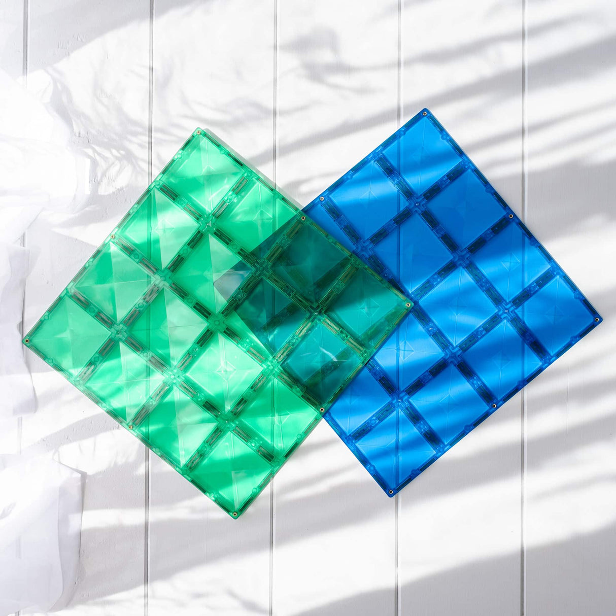 Connetix Tiles Rainbow Base Plate Blue & Green 2pc