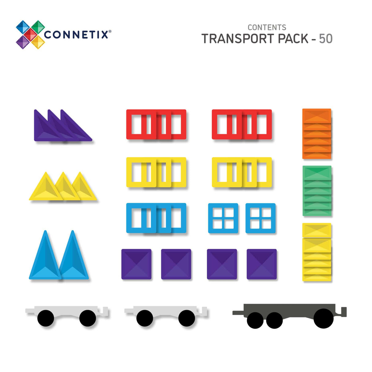 Connetix Tiles Rainbow Transportation Pack 50pc