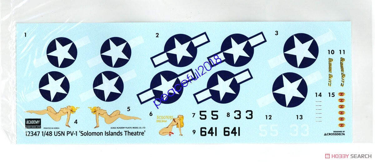 Academy 1/48 USN PV-1 Solomon Islands Theatre Plastic Model Kit 12347*Aus Decals*