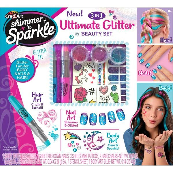 SHIMMER N SPARKLE 3-N-1 ULTIMATE GLITTER BEAUTY SET