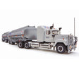 1:64 TANKER ROAD TRAIN MOBIL FEAT PRIME MOVER, DOLLY AND 2 TANKER TRAILERS