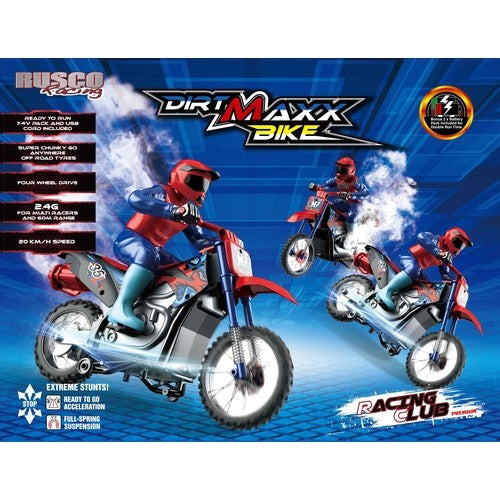 RUSCO 1/10 DIRT MAXX MOTORBIKE WITH SOUNDS AND SMOKE