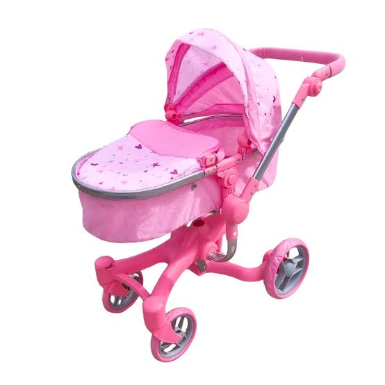 Playworld Doll Deluxe 2-in-1 Pram Pink