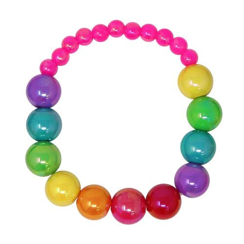 Pink Poppy Rainbow Beads Bracelet