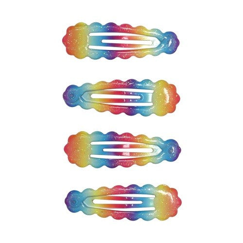 Pink Poppy Rainbow Glitter Snap Hair Clips
