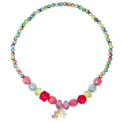 PINK POPPY UNICORN RAINBOW PEARL NECKLACE