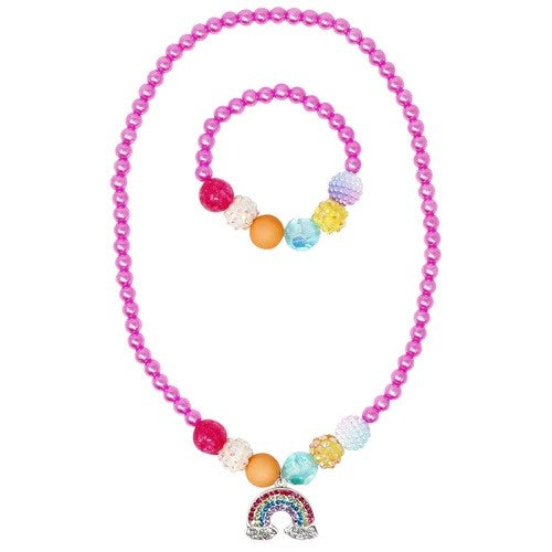 Pink Poppy Rainbow Necklace And Bracelet Set