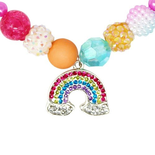 PINK POPPY RAINBOW NECKLACE AND BRACELET SET