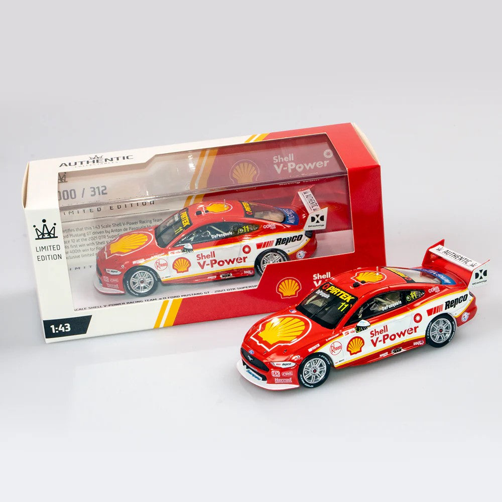 AUTHENTIC 1/43 SHELL V-POWER#11 FORD MUSTANG GT '21 OTR SUPERSPRINT AT THE BEND RACE 10 WINNER