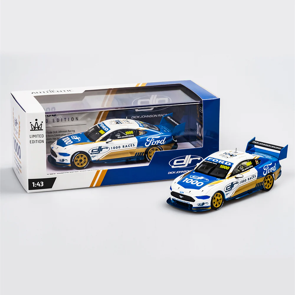 AUTHENTIC 1/43 DICK JOHNSON RACING FORD MUSTANG GT 1000 RACES CELEBRATION