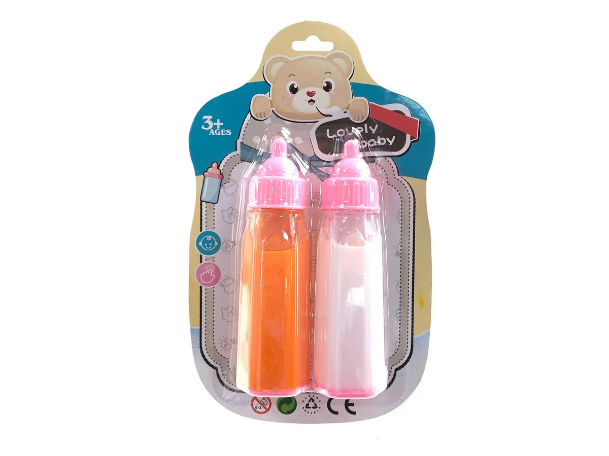 Doll Baby Drink Bottles 2pk Milk & Juice