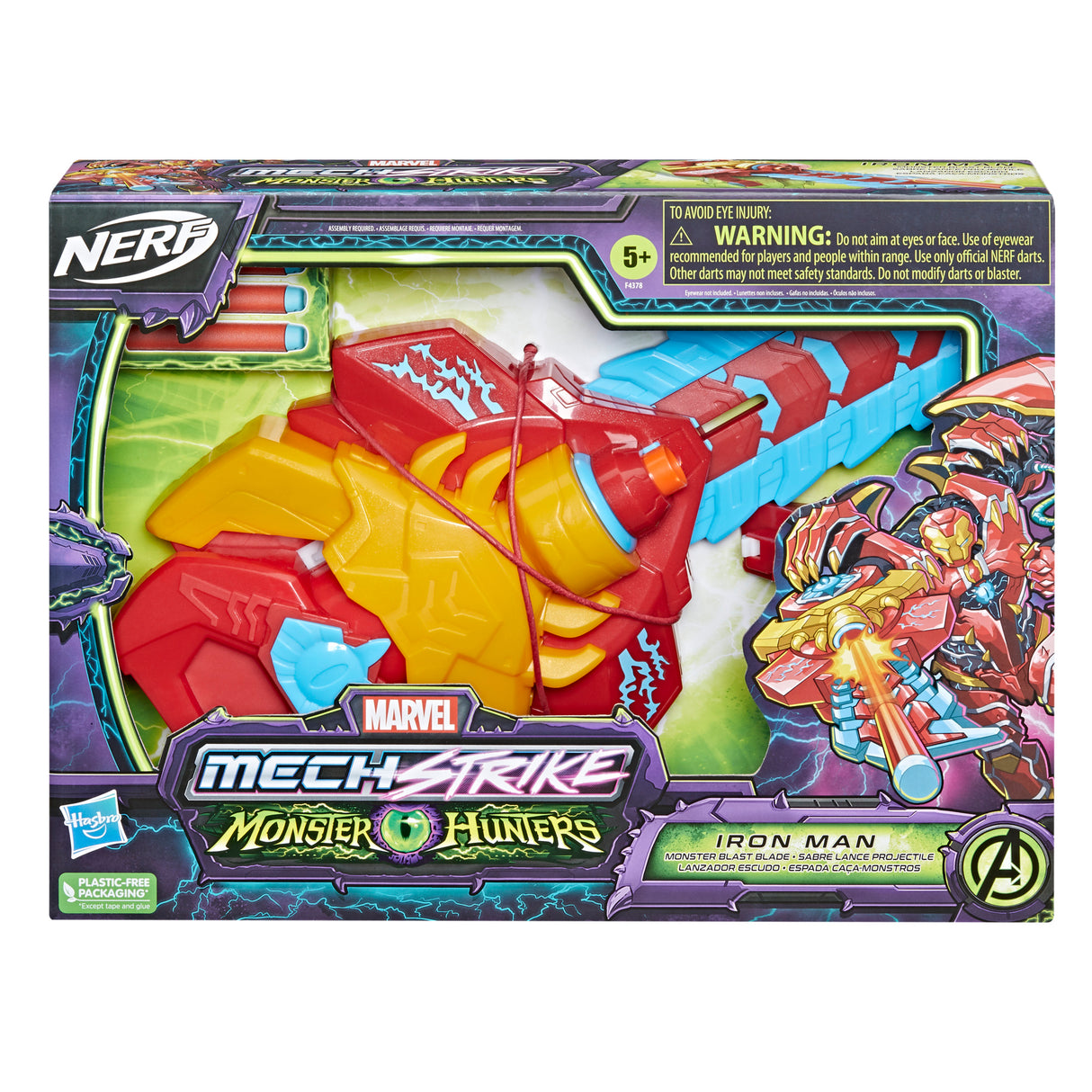 Marvel Avengers Mech Strike Monster Hunters Iron Man Monster Blast Blade Roleplay Toy Toys for Kids Ages 5 and up