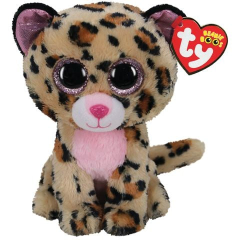 Ty Beanie Boos Regular - Livvie Pink Leopard (glitter Eyes)