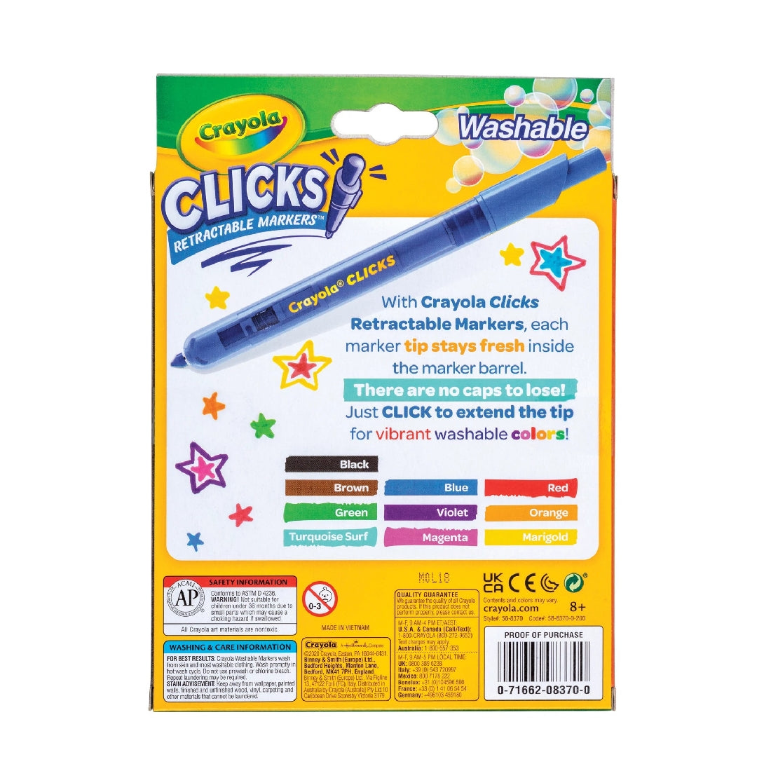 CRAYOLA CLICKS RETRACTABLE MARKERS 10 PK