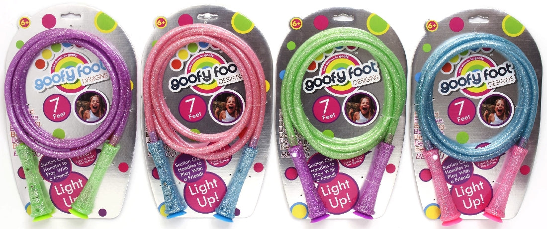 GOOFY FOOT LIGHT-UP GLITTER 7' JUMP ROPE ASST