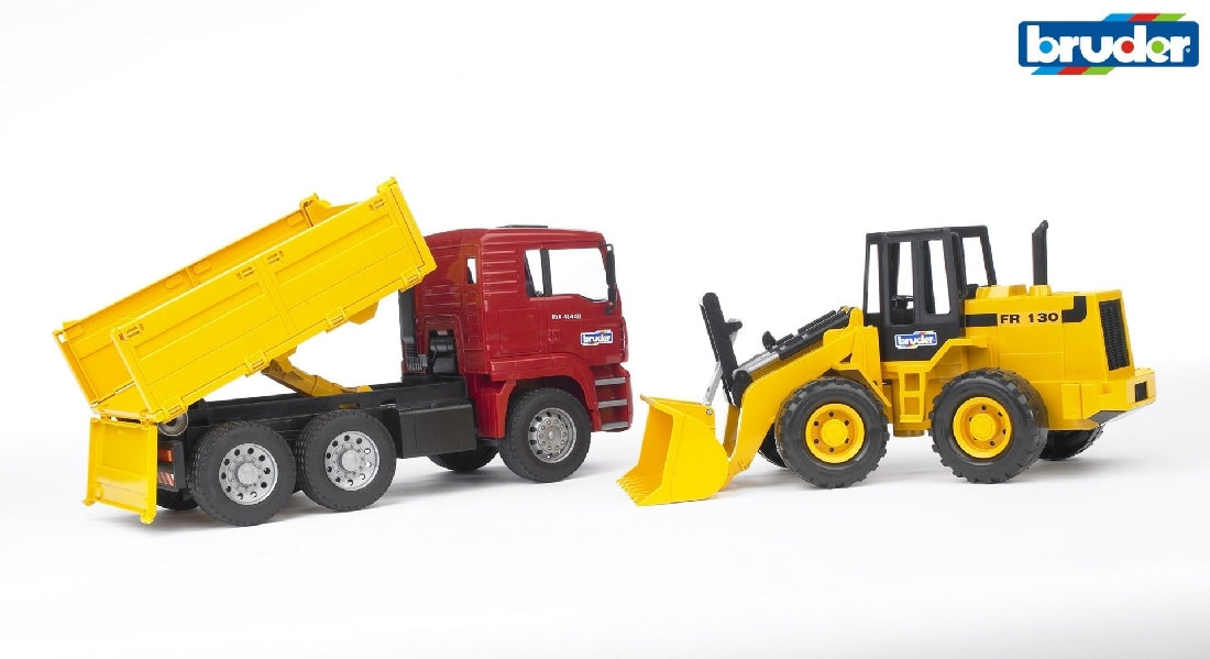 BR1:16 MAN TGA CONSTRUCTION TRUCK W/ ARTICULATED FRONT LOADER