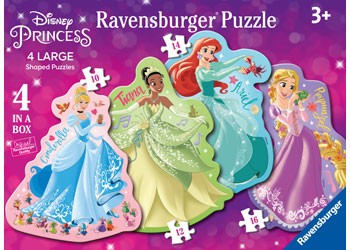 RAVENSBURGER DISNEY PRINCESS 4 SHAPED PUZ IN A BOX