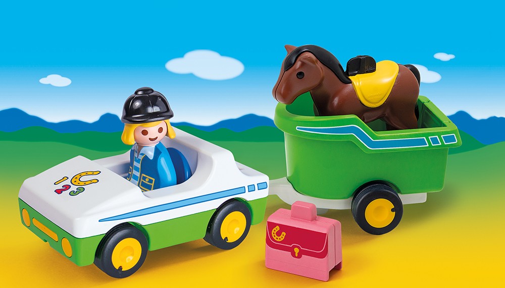 PLAYMOBIL - 1.2.3 CAR WITH HORSE TRAILER