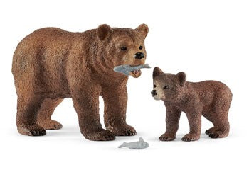 SCHLEICH - GRIZZLY BEAR MOTHER W/ CUB