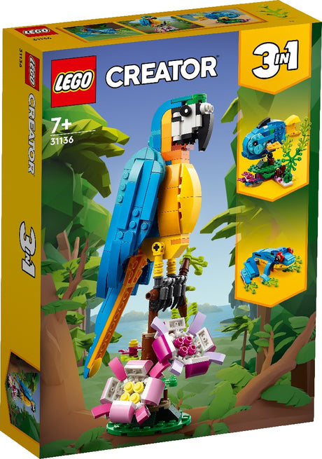 LEGO CREATOR 3-IN-1 EXOTIC PARROT 31136 AGE: 7+