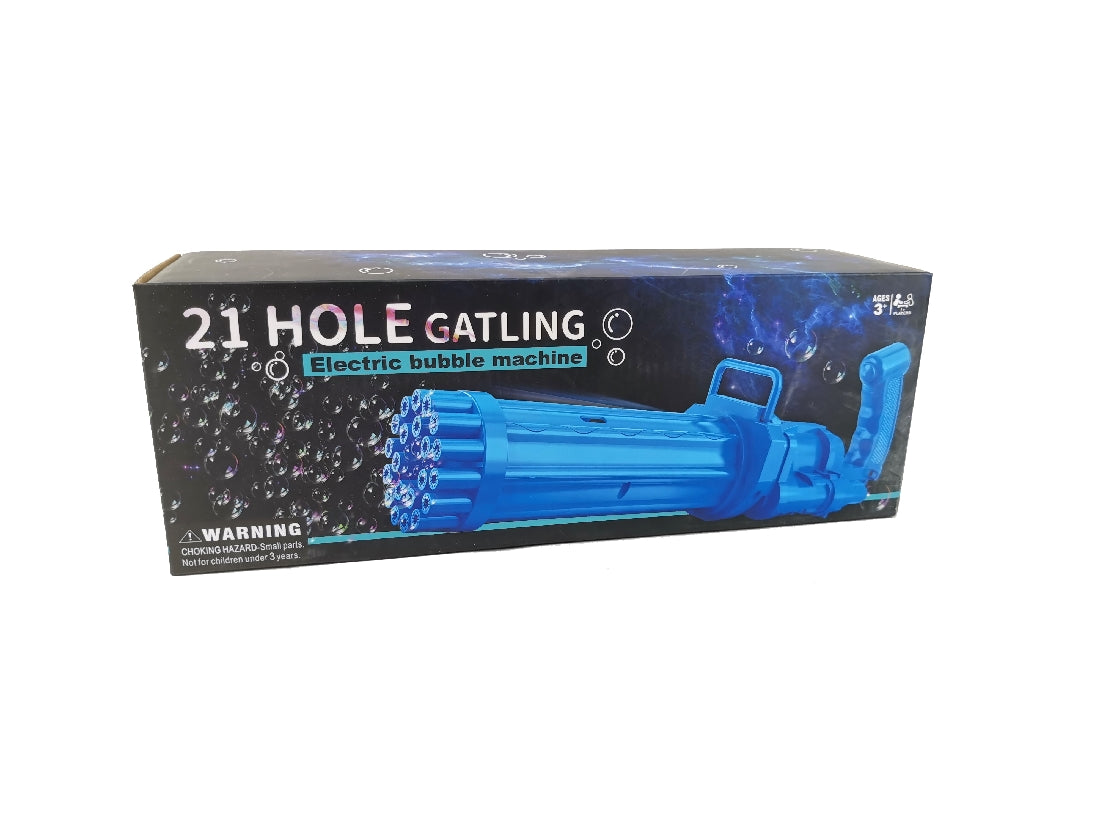 21 Hole Gatling Electric Bubble Gun Asst