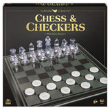 CLASSIC GAMES CHESS & CHECKERS WITH GLASS BOARD