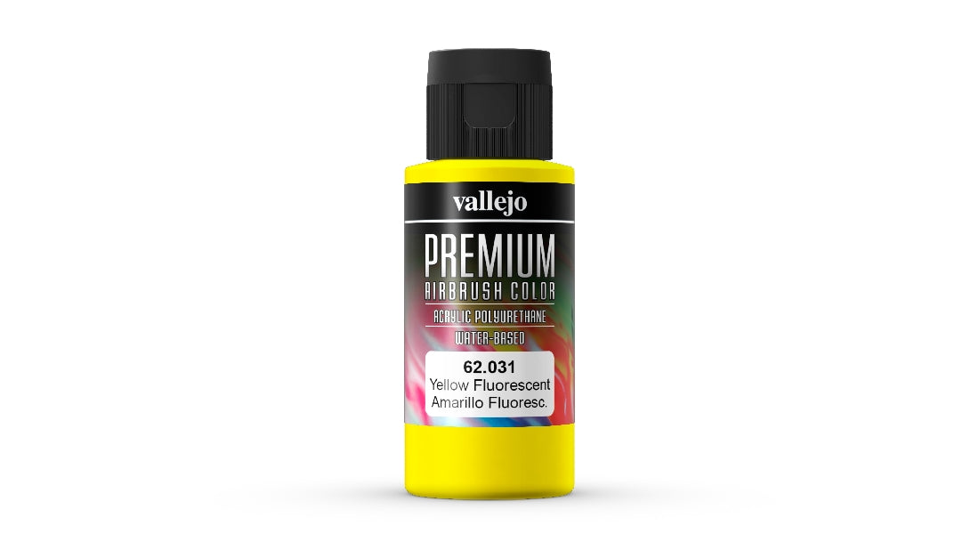 Vallejo Premium Colour Fluorescent Yellow 60 ml Acrylic Airbrush Paint 62031