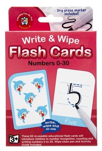 WRITE & WIPE FLSH CARDS NUMBER 0-30 WITH MARKER