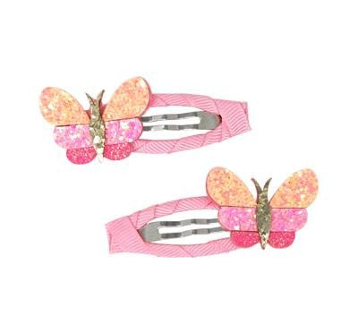 PINK POPPY BUTTERFLY SKIES HAIR CLIPS