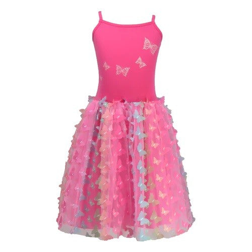 Pink Poppy Rainbow Butterfly Dress - Hot Pink 3/4