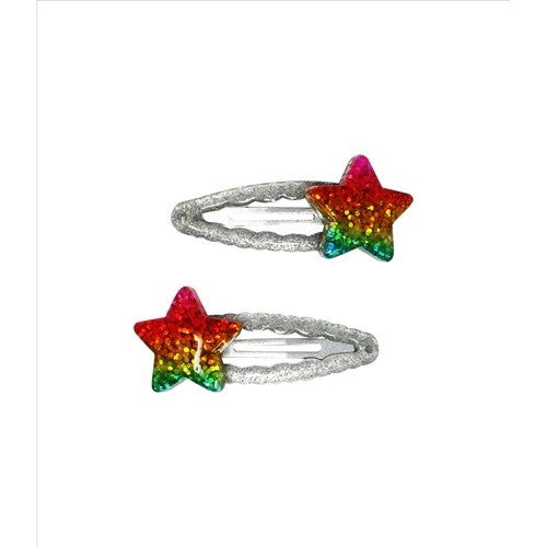 Pink Poppy Rainbow Star Sparkly Hair Clip