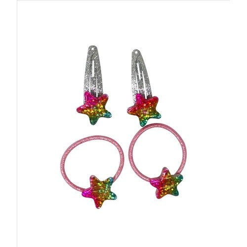 PINK POPPY RAINBOW STAR SPARKLY HAIR ACCESSORIES SET