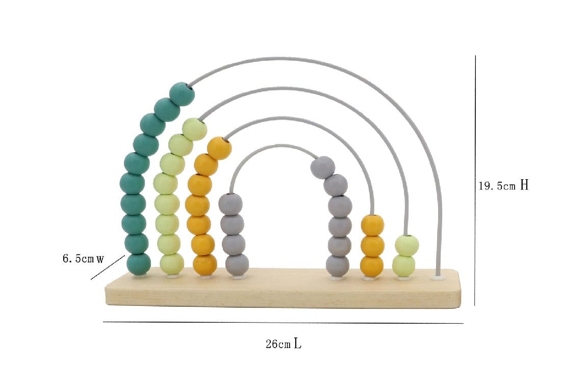 WOODEN ABACUS RAINBOW - OLIVE